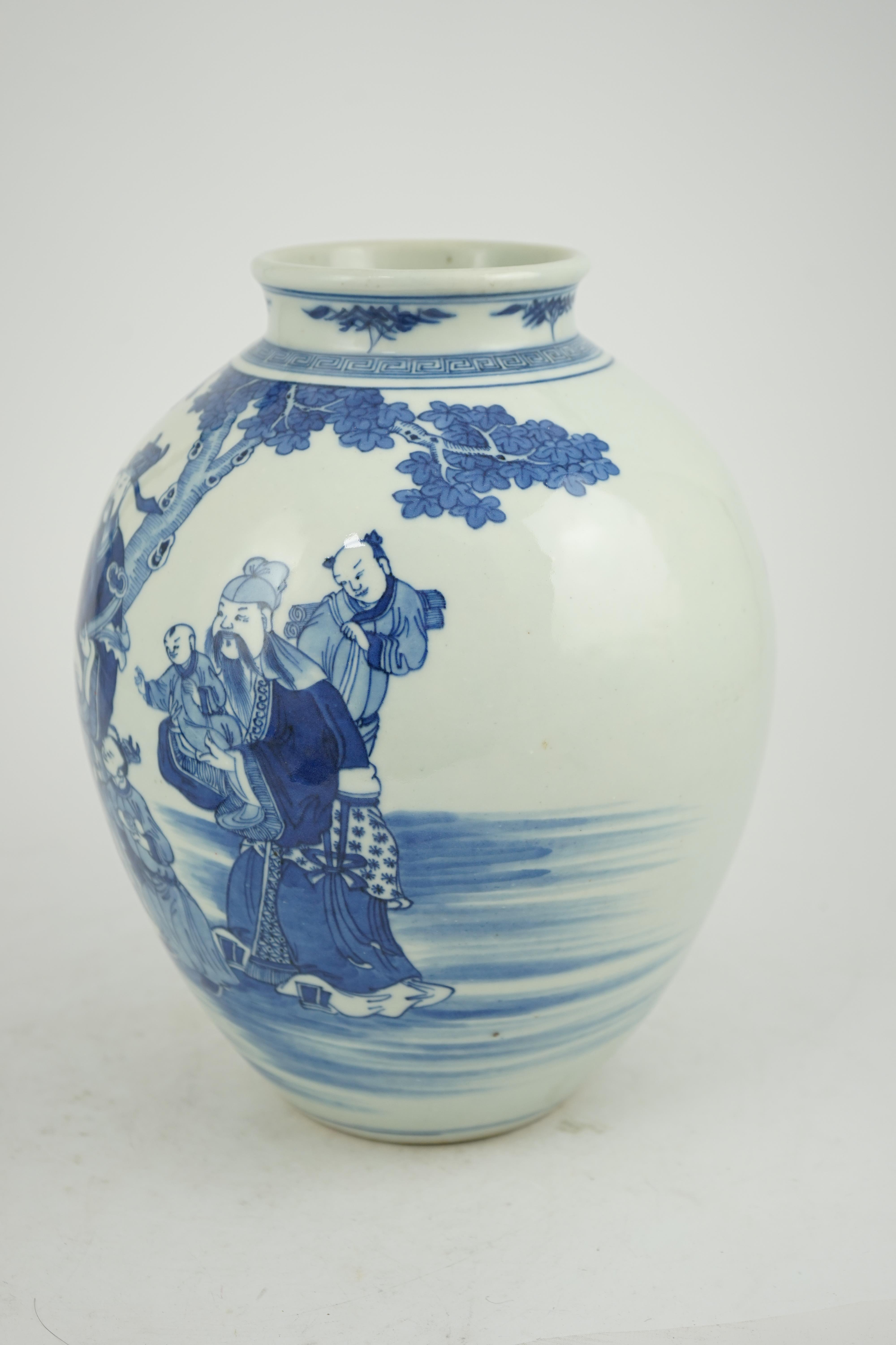 A Chinese blue and white 'Sanxing' ovoid vase, Qianlong period